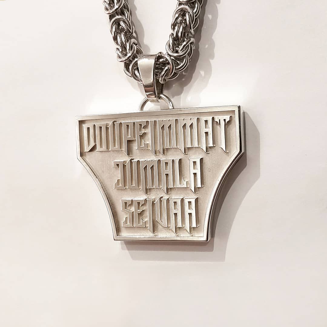 DJS lyrics custom pendant, customer's byzantine/king chain. ????